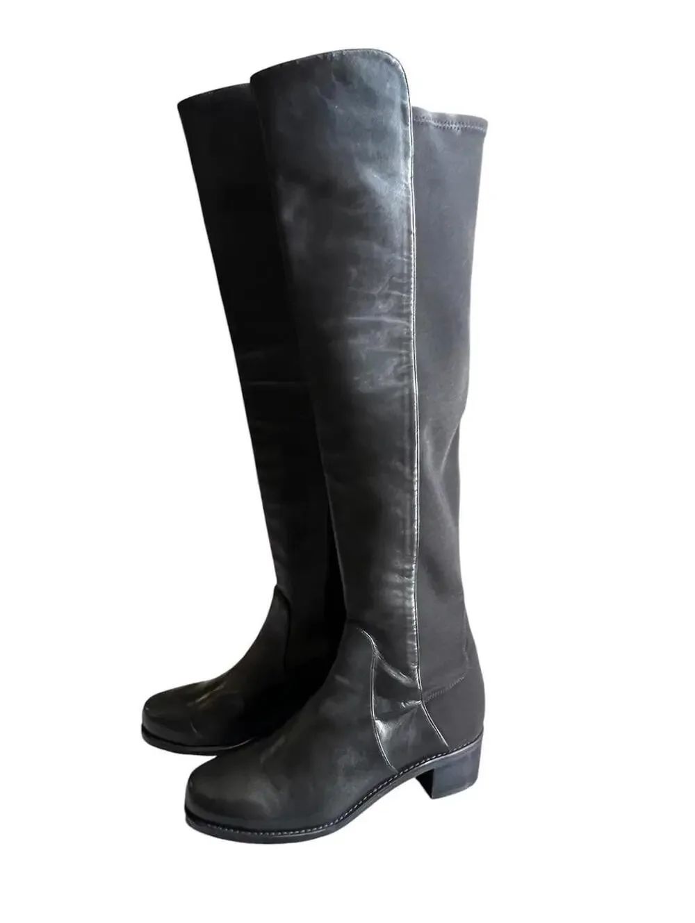 Stuart Weitzman Reserve Black Leather Over-The-Knee Boots S4002 Size 7B